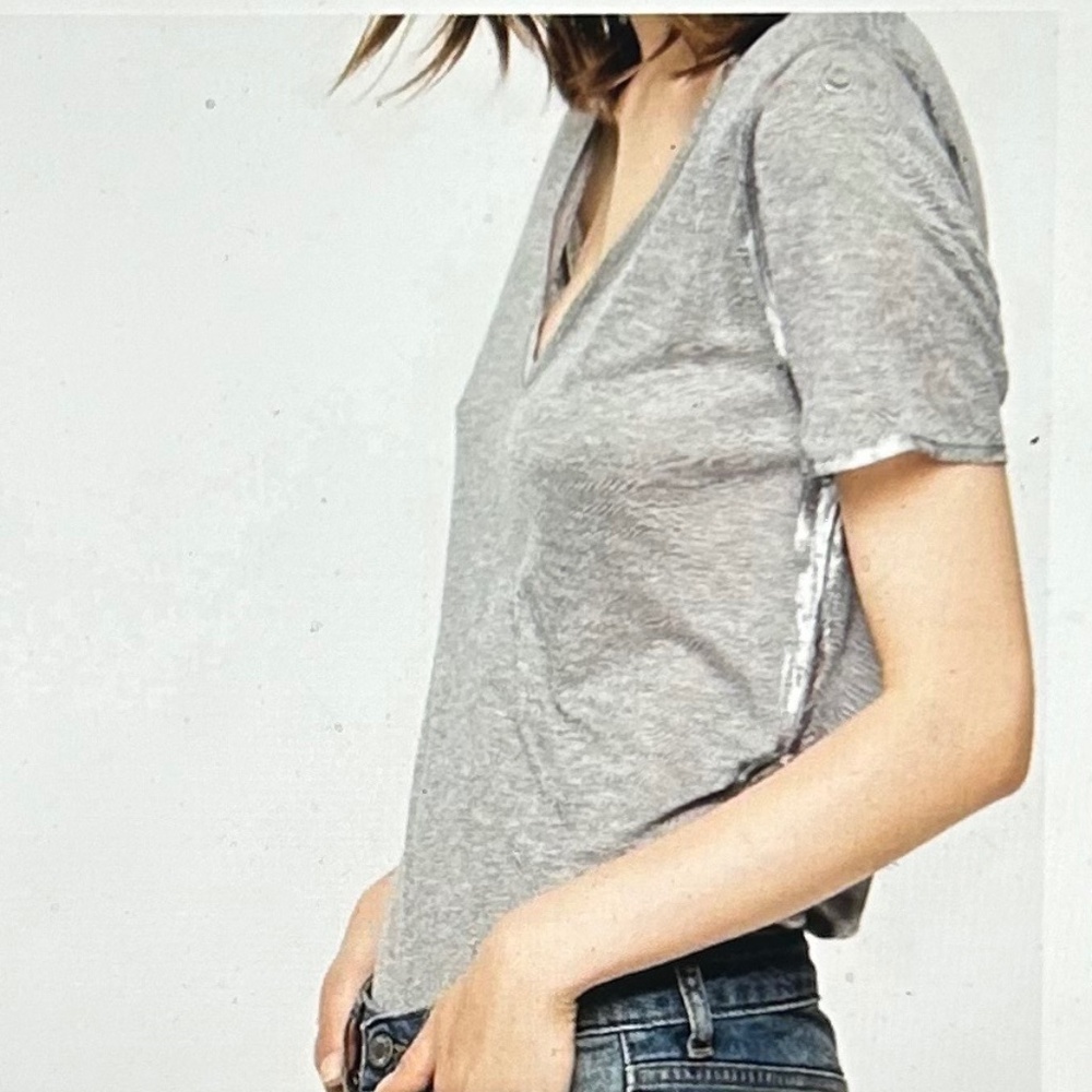 Zadig & Voltaire Tino Foil T-Shirt Gray Silver Size XS